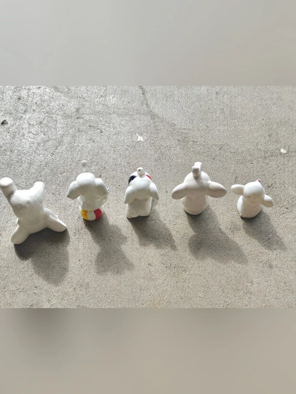 5 Vintage Brinns Circus Elephants Figurines Bone China Ball Trunks-Up Good Luck